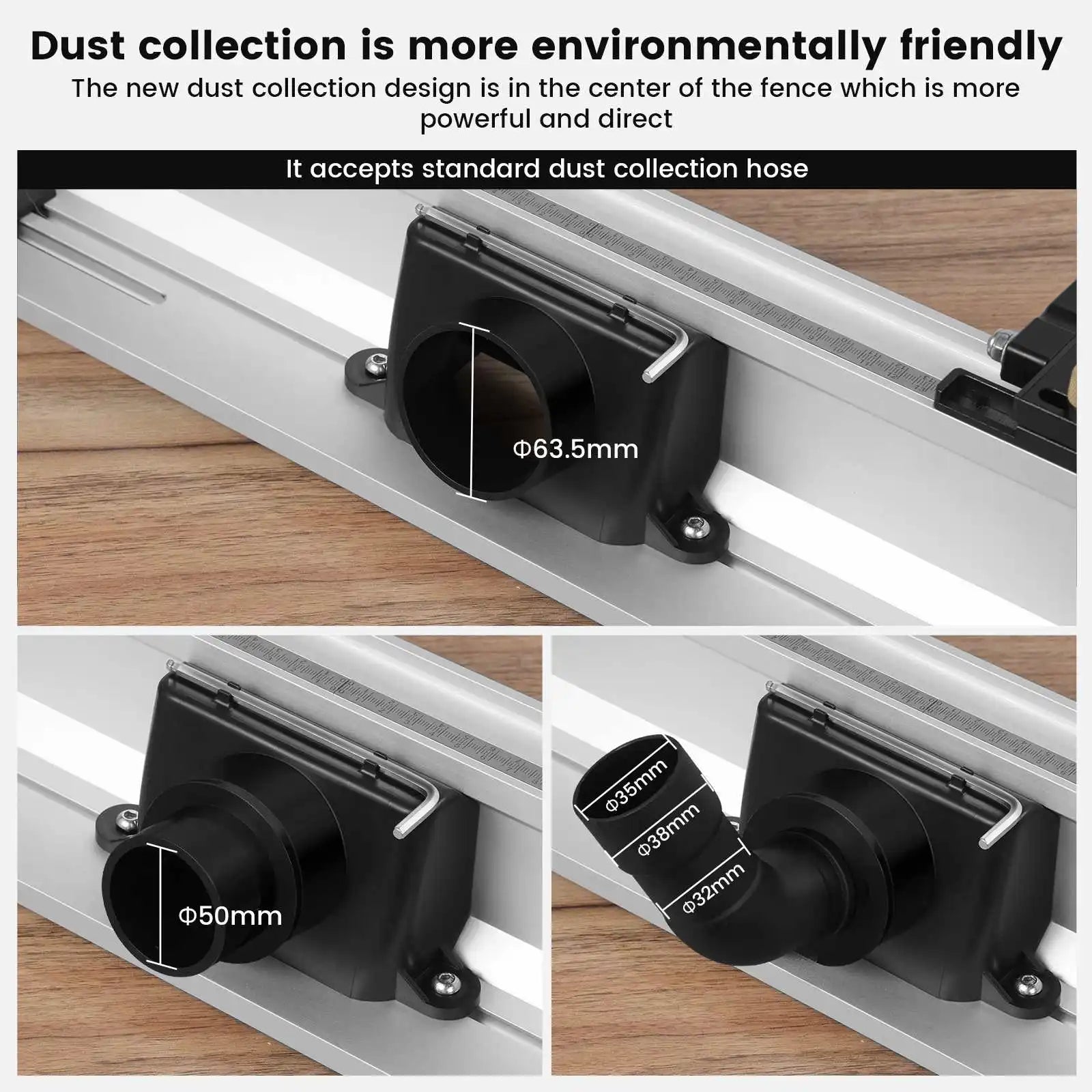 Enjoywood 700mm woodworking router table fence aluminium alloy profile with 300mm t-track sliding brackets bit guard