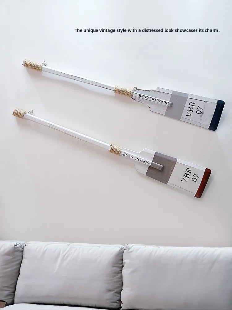 Mediterranean sle decorative boat paddle wall hanging bar vintage wood oar piece window display decor kitchen elf