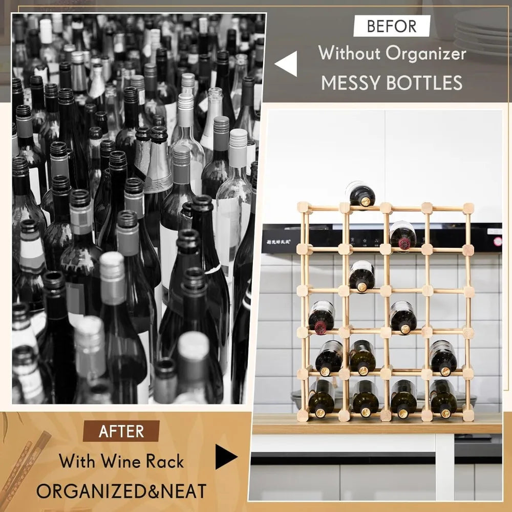 36 bottles wooden wine rack stackable modular storage diy assembly bottle holder cabinet for inside - united states