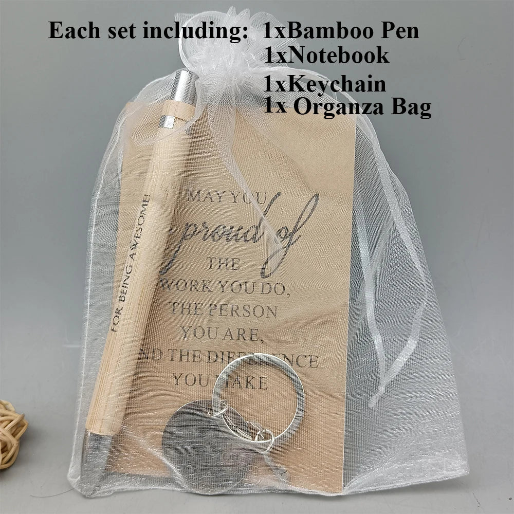 Wooden ballpoint pen with notebook & keychain unique design small gifts for teachers employees friend birthday party