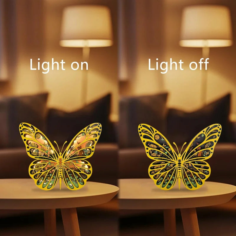 Led night light wooden wall 3d wood sculpture statue indoor bedroom living room centerpieces tables modern art - united