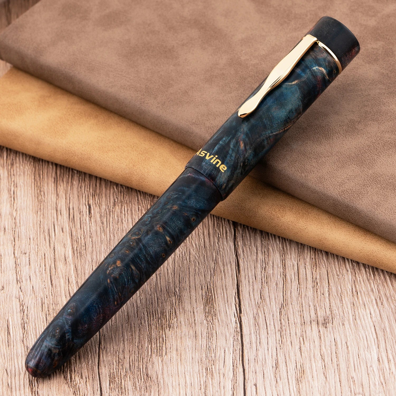 Asvine c2000 stabilized wood fountain pen no.8 ef/f/m/stub 1.1 nib dark blue-red handcraft large size writing