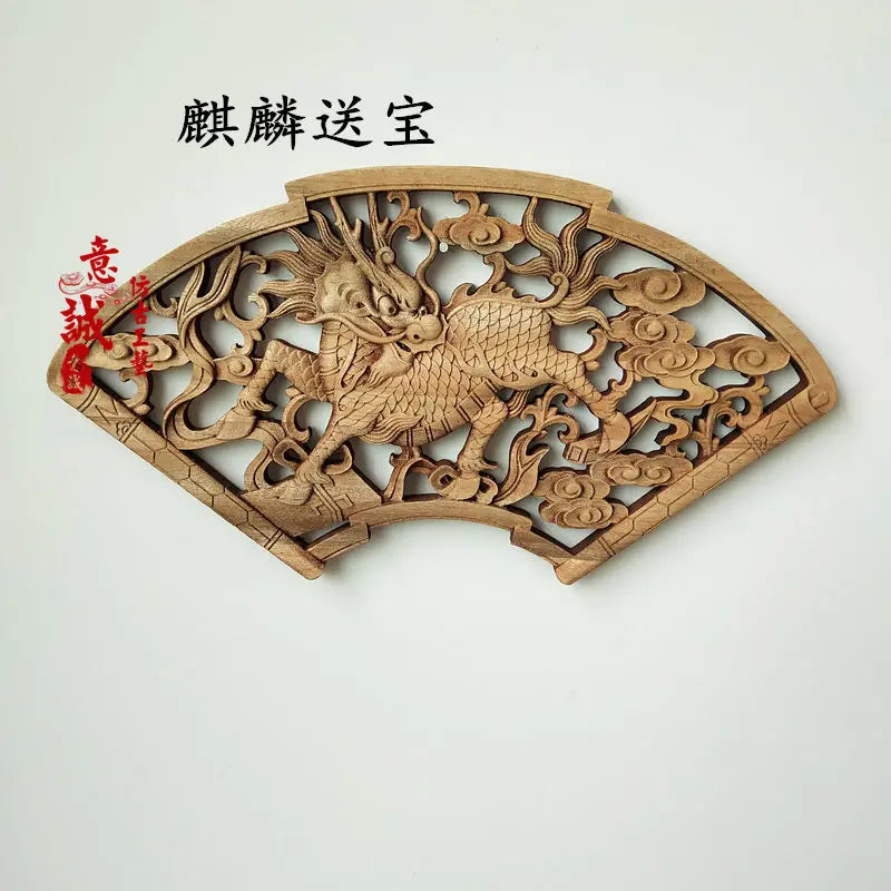 Traditional chinese woodcarving wall hanging camphor wood 3d exquisite dragon phoenix flower carving craft home
