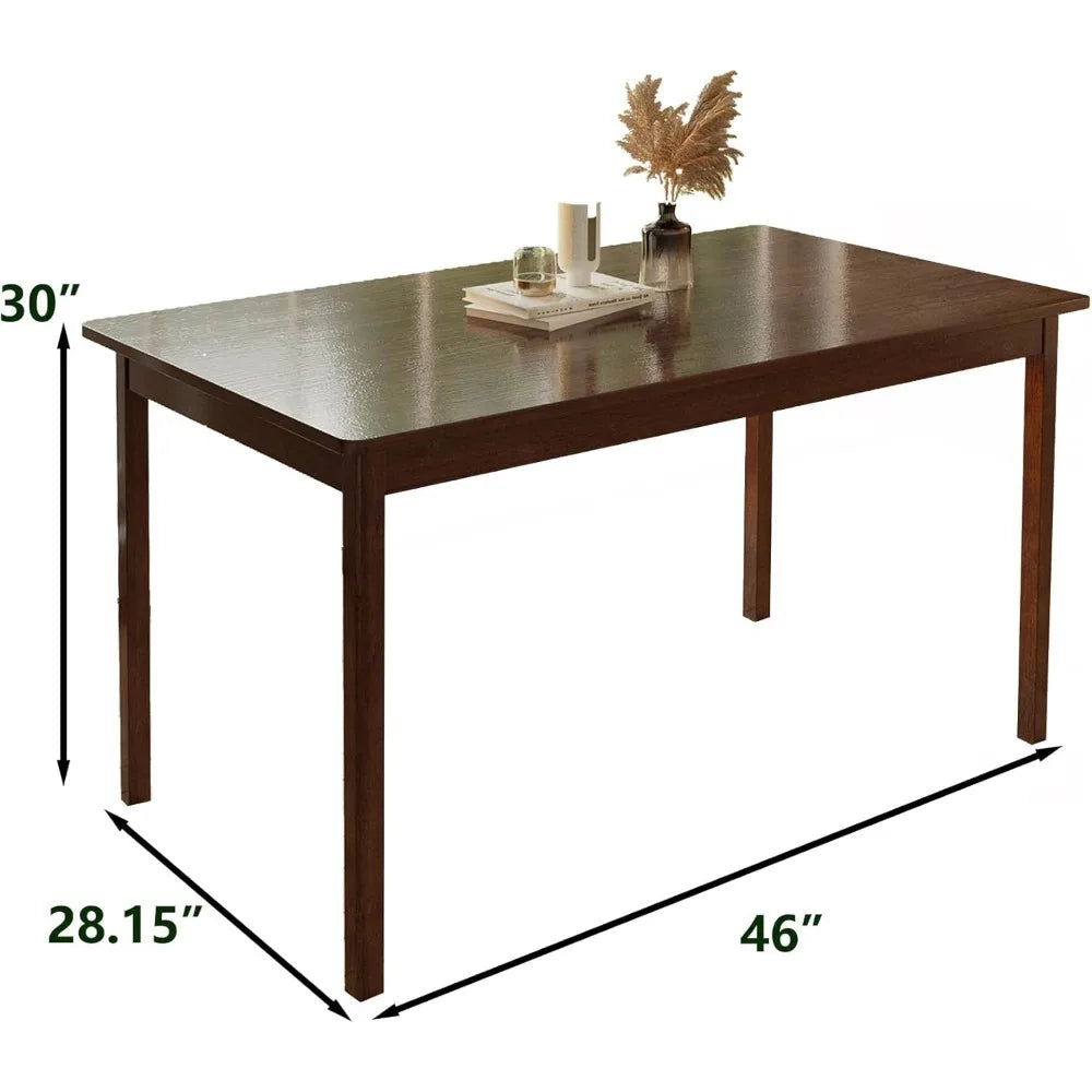 Solid wood dining table for 4-6 people 46’’ rectangular kitchen room apartment living restaurant (united states / brown