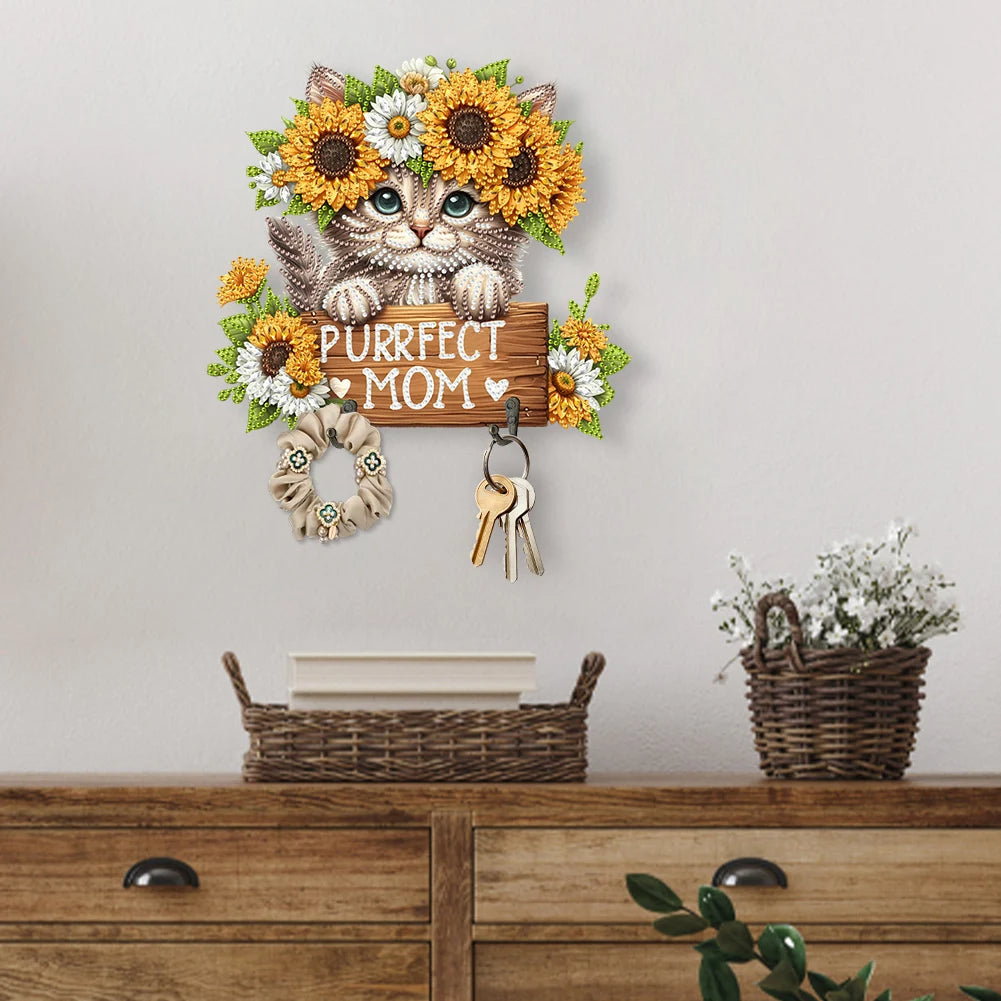 Wooden special shape dog diamond art hanging hooks craft wall rhinestone painting coat hook diy crafts decor - united