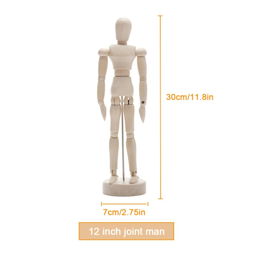 Drawing sketch mannequin model movable limbs wooden hand body draw action toys home decor artist models jointed doll