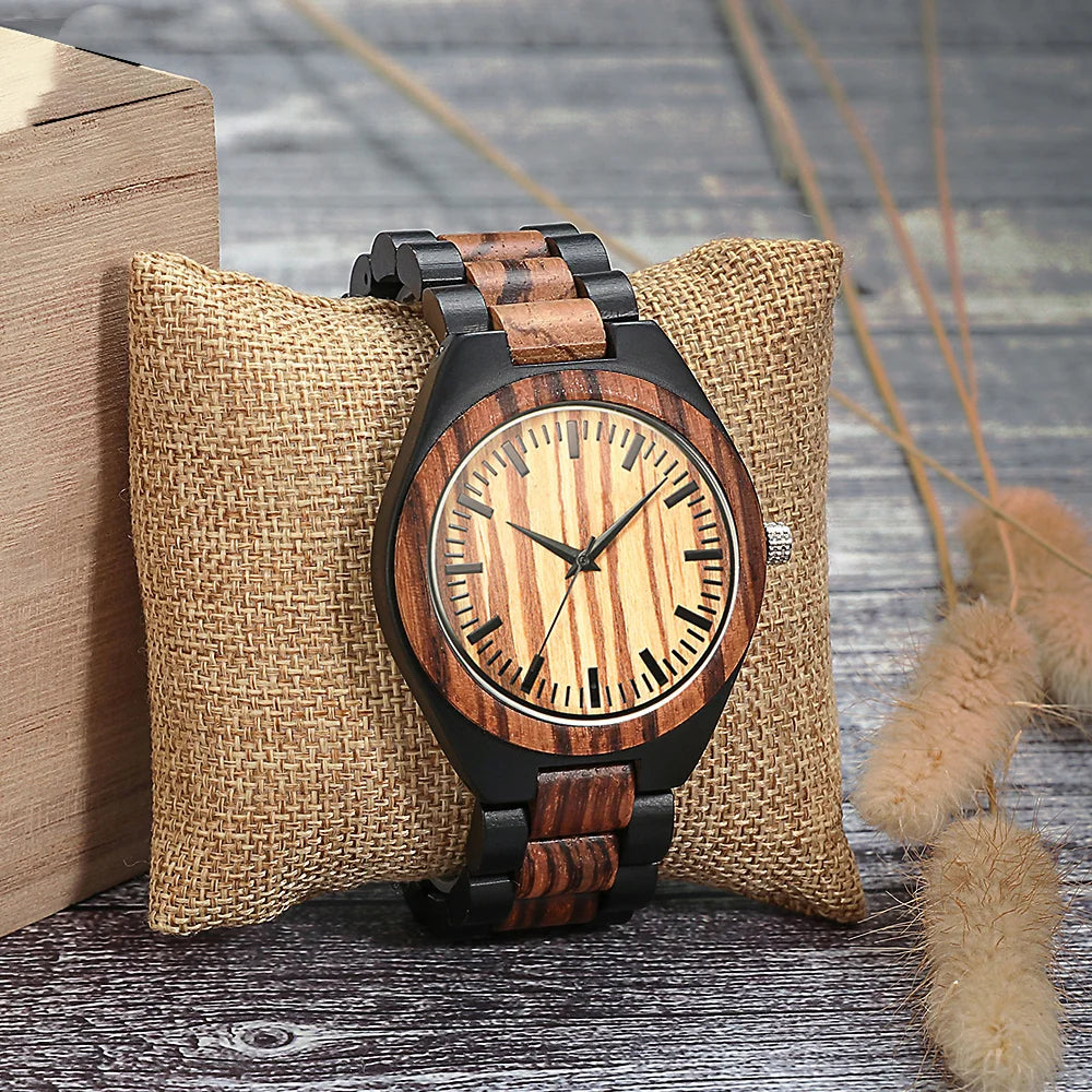 Personalised wrist watch for men luxury timepieces chronograph wood quartz wacthes box for him gifts dropshipping