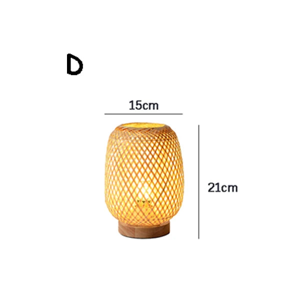 Oudeladi vintage bamboohandicraft table lamps handmade bedroom bedside desk lights living room decor warm bamboo wood