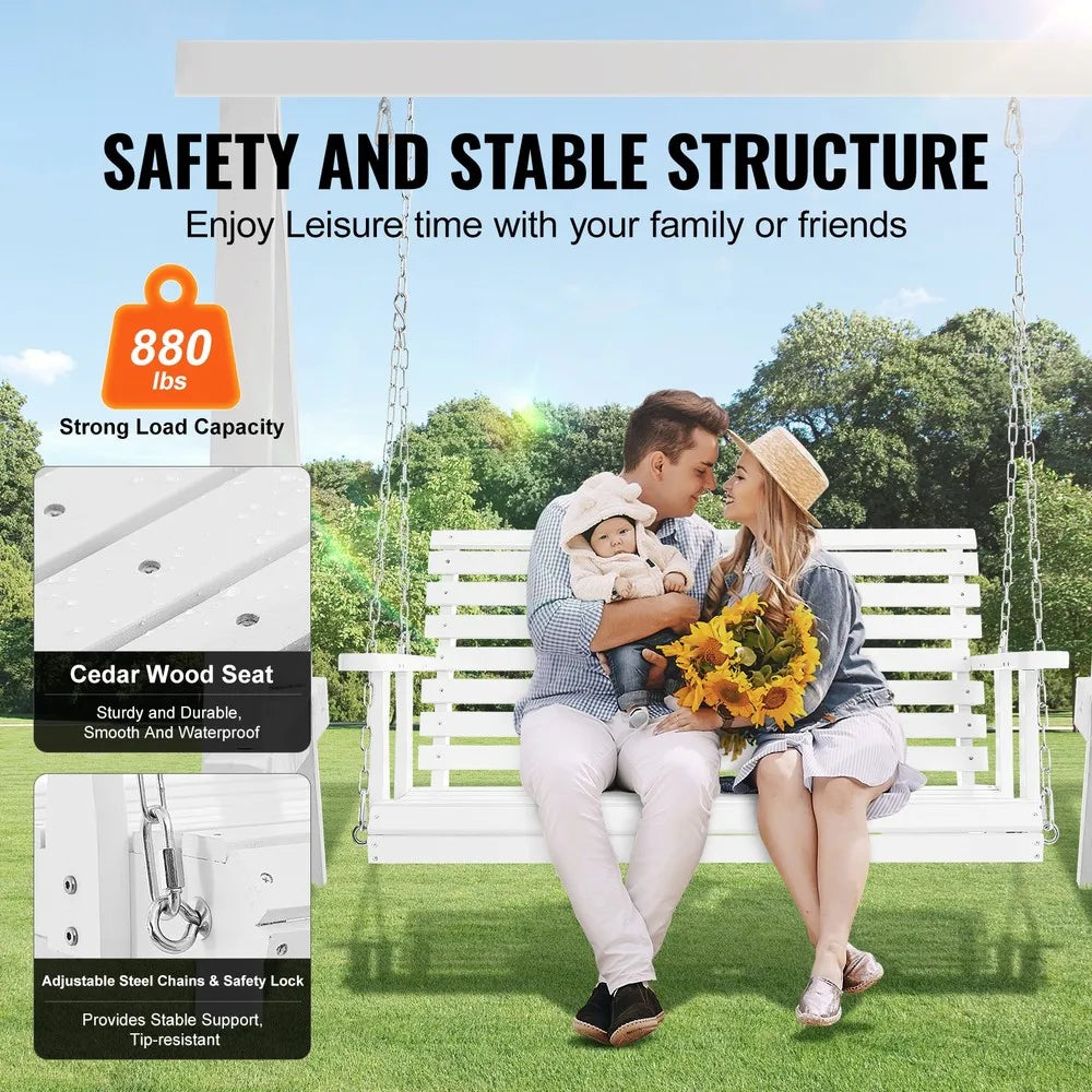 4 ft porch swing bench wooden hanging outdoor garden patio courtyard white - white / united states