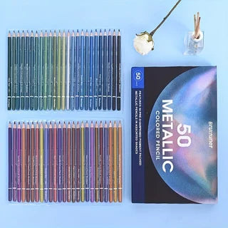 Brutfuner 50/72 colors metallic pencil drawing sketch set soft wood golden color for stationery art supplies