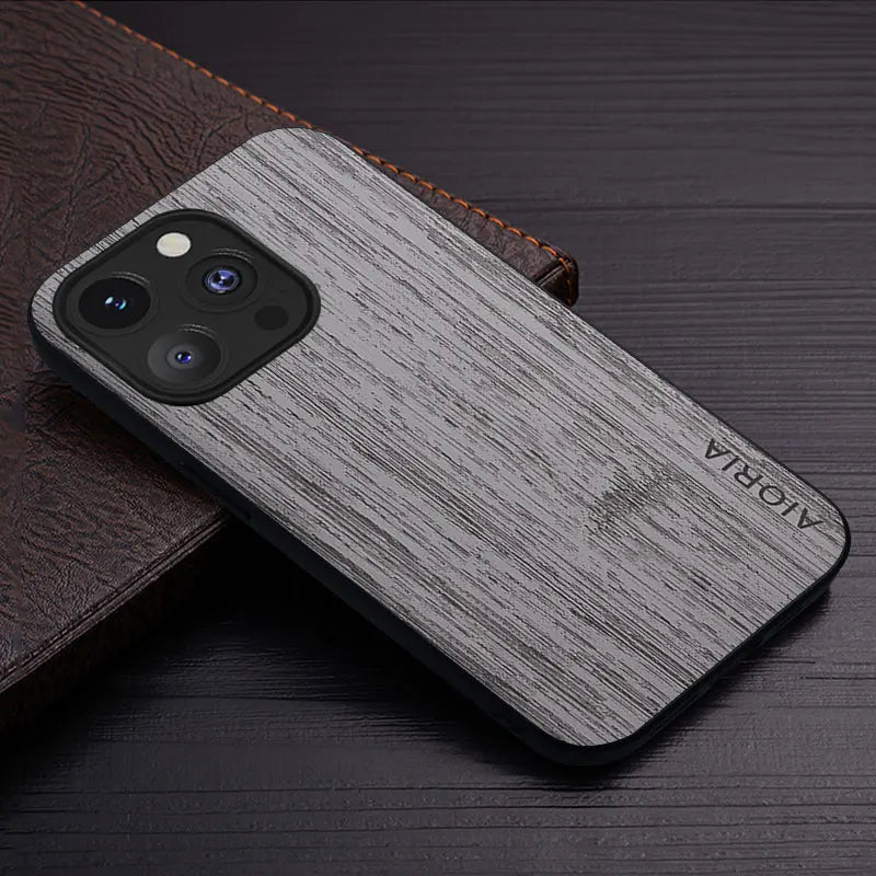 Case for iphone 15 16 14 13 12 11 pro max mini xr x xs plus funda bamboo wood pattern leather cover luxury coque case