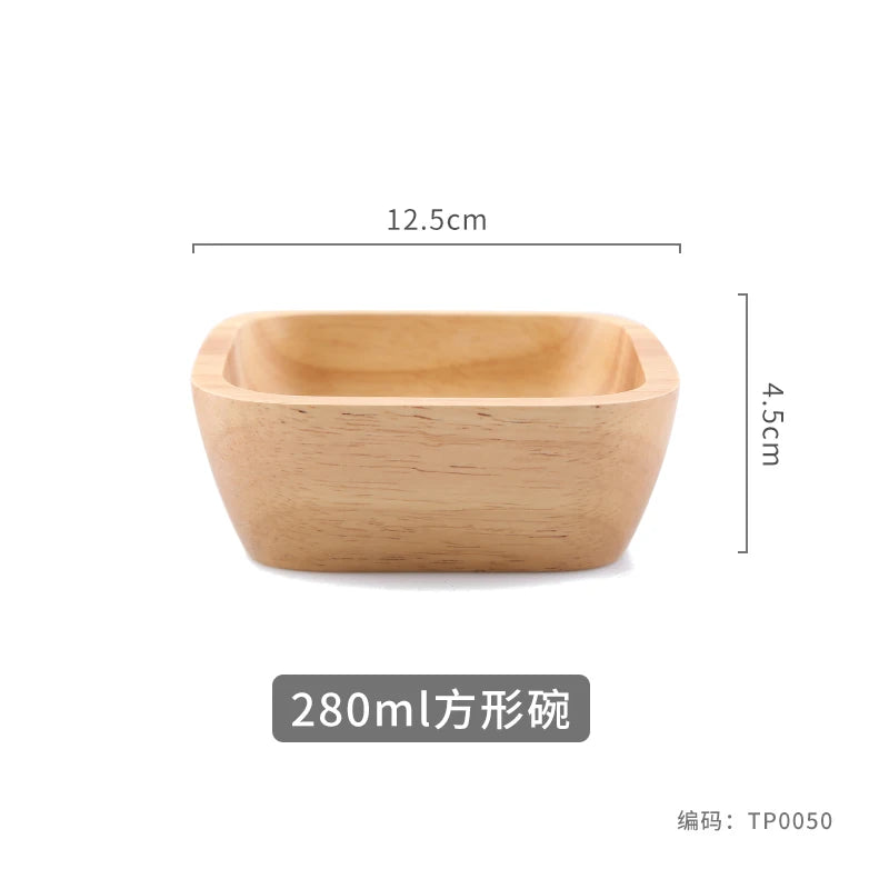 1pcs japanese square wooden bowl high-grade creative oak fruit salad dessert snacks kitchen accessories - small 12.5cm