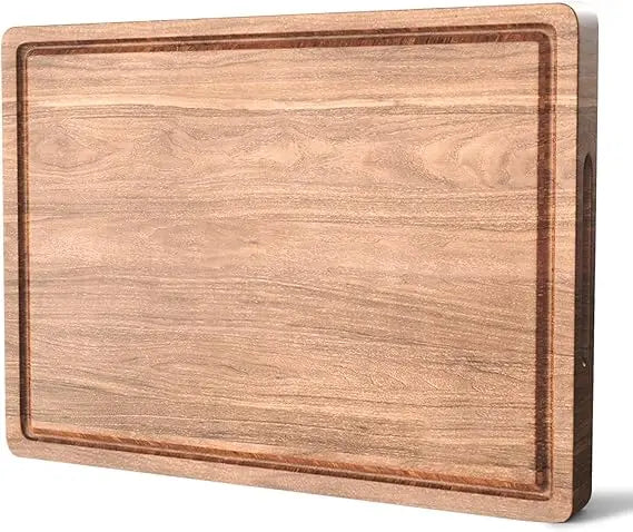 Acacia wood cutting board for kitchen,20x15x1.2 inch butcher block with juice grooves and side handles large