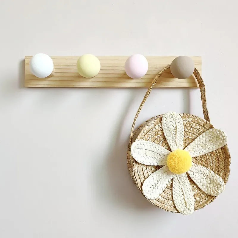 Ins nordic style creative macaron color home hook clothes hanging solid wood children’s clothing store decoration