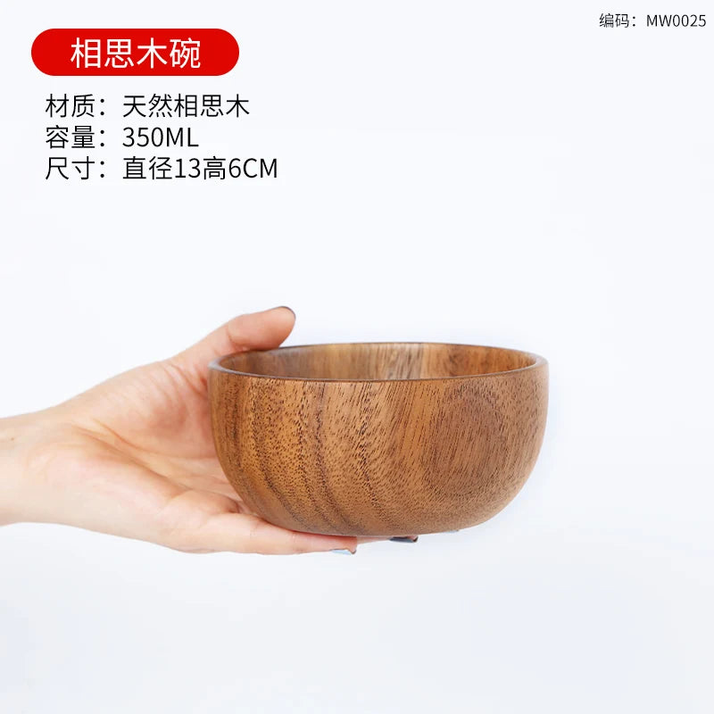 Japanese acacia wooden bowl set kitchen accessories household salad kneading solid tableware - b 13x 6cm