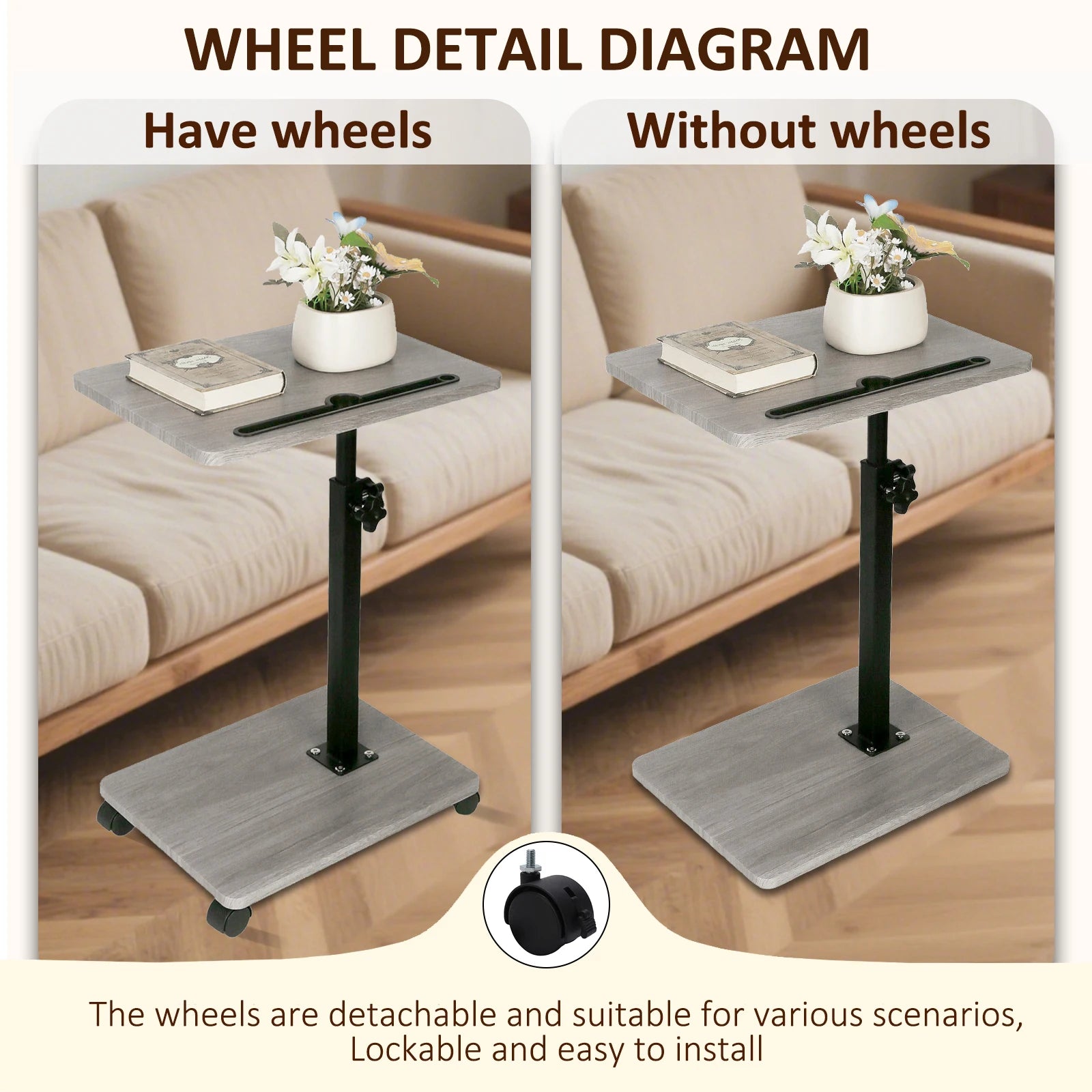 Laptop desk adjustable rolling cart overbed bedside table rotatable sofa tray home office medical bed food