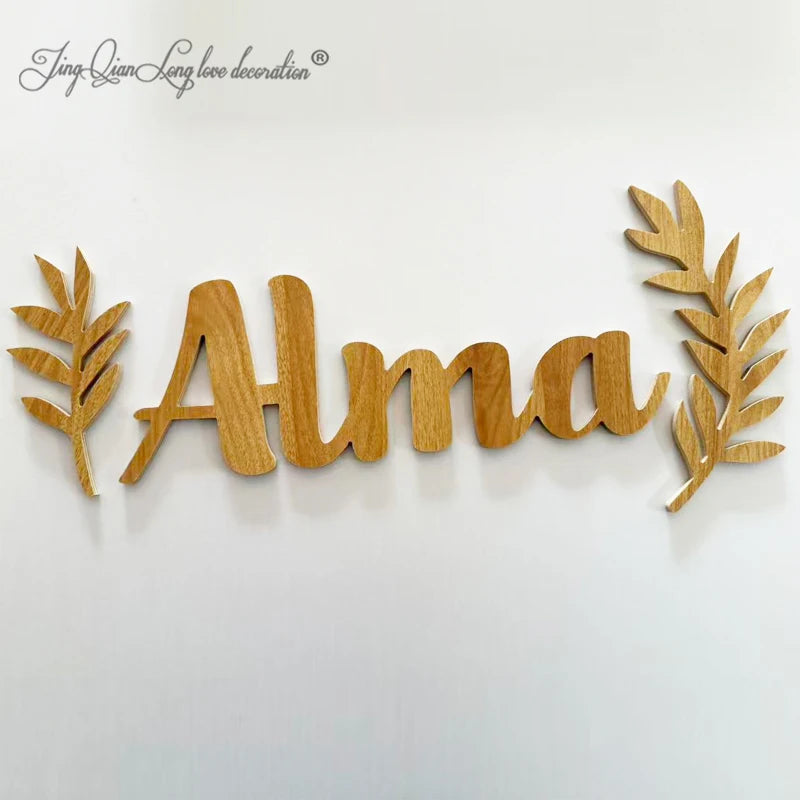 Personalized custom made wooden name sign wood letters wall art decor for nursery or kids room large size