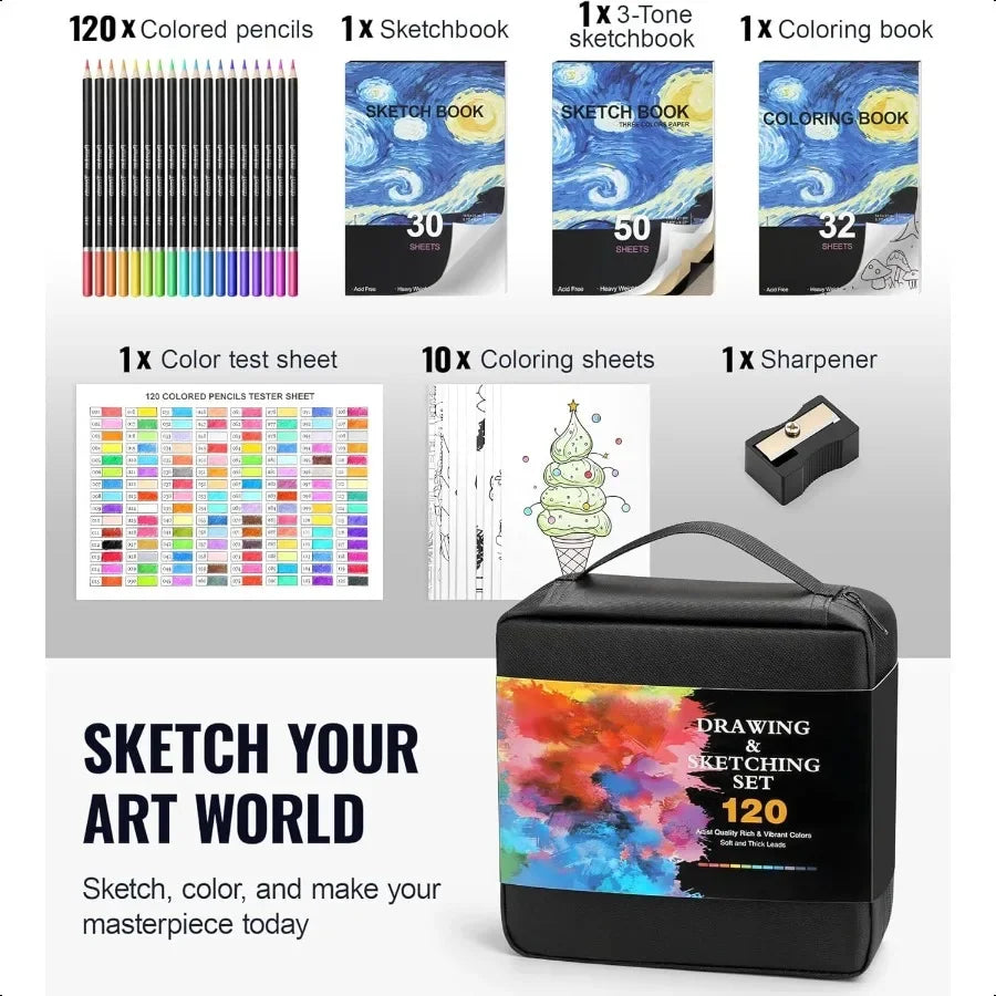 120 pack colored pencils for adult coloring books soft core oil based color with sketch book art plies - united states