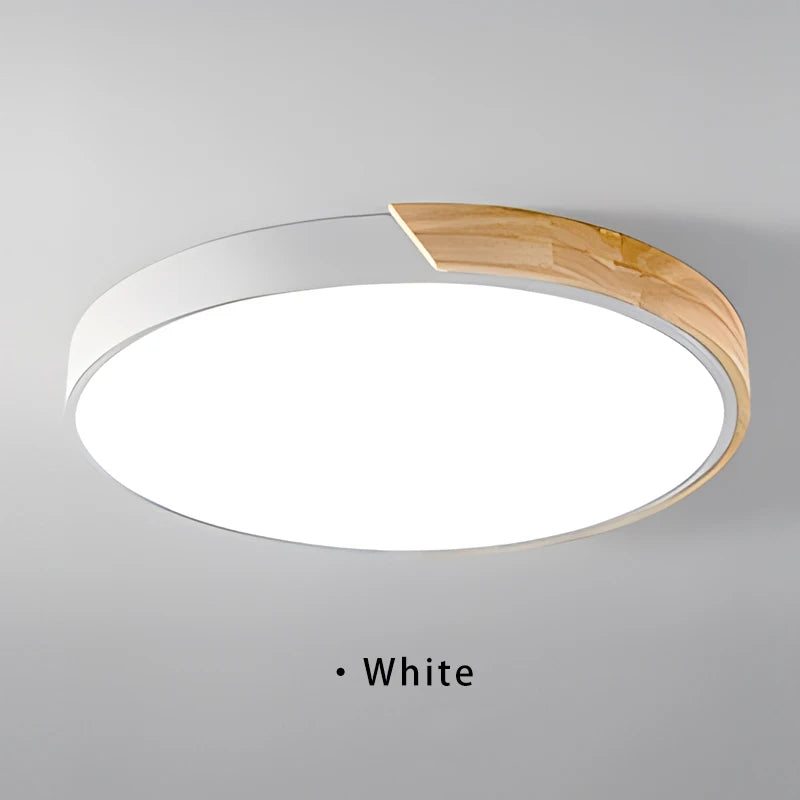 Nordic led ceiling light wooden macaroon circular lamp modern simple bedroom balcony study home decor lighting - white