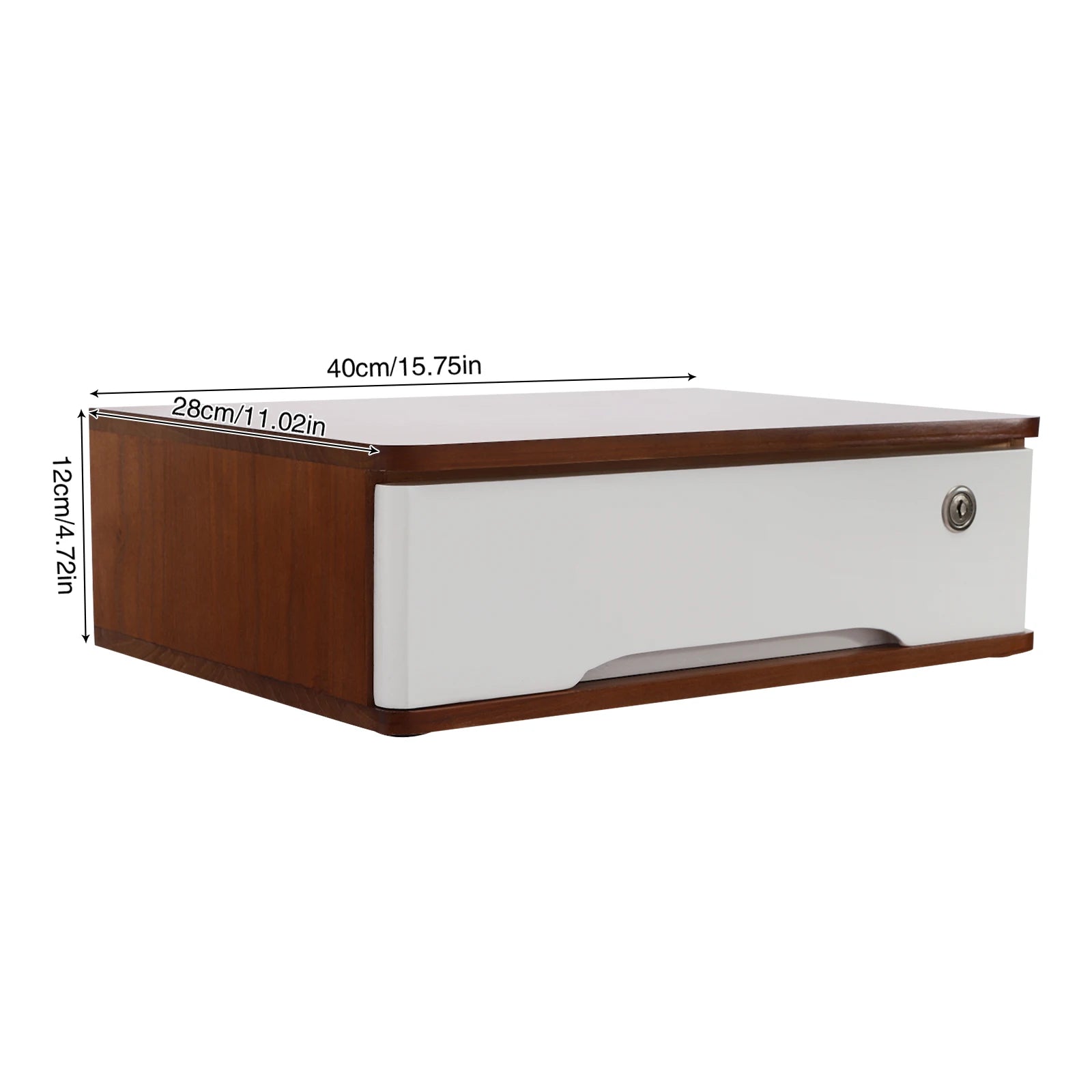 1/2/3 tier desktop storage box wooden drawer organizer with lockable drawers no assembly required - 1-tier walnut-white