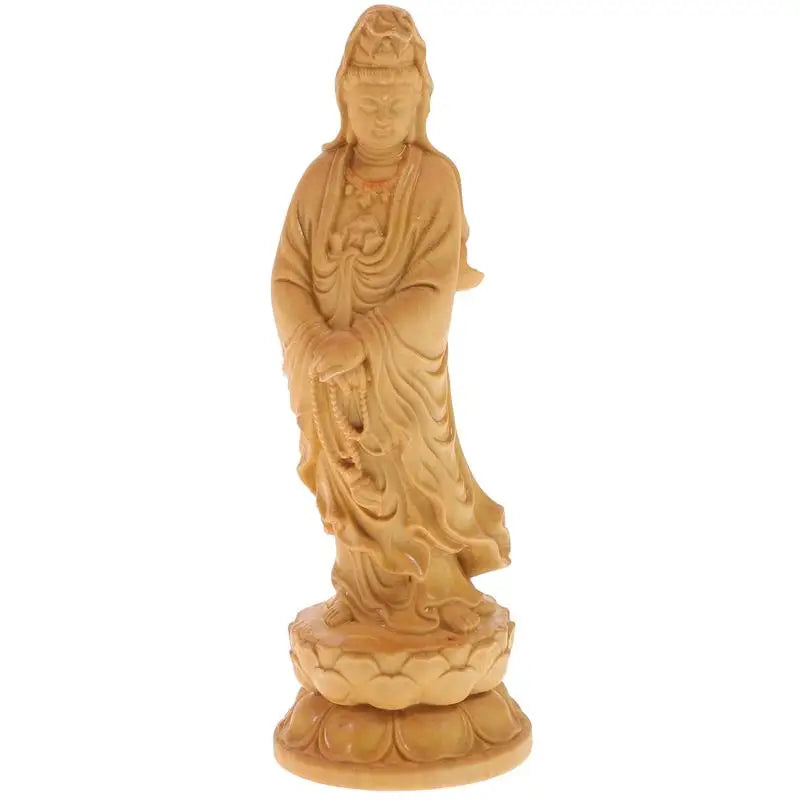 Wooden statue buddha sculpture home decor desktop nament office adornment statues craft garden accessories religious