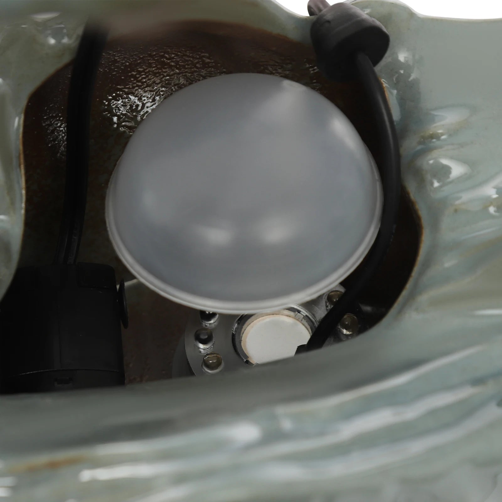 Dui jiu dang ge’ indoor relaxation desk fountain | us plug led light mist (no fragrance/plants) ceramic + wood - brown