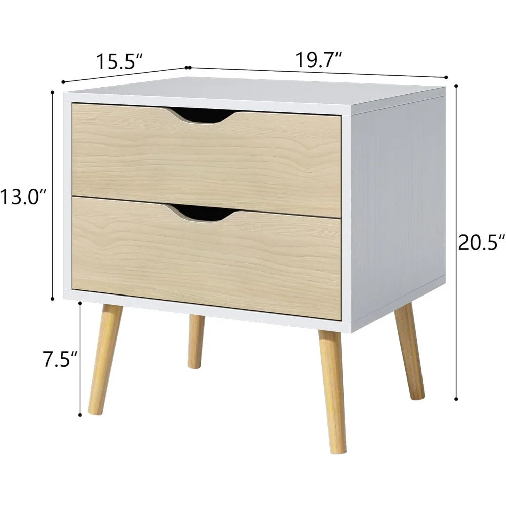 White nightstand with 2 drawer dresser for bedroom,small oak drawers,end table side bedroom,living - united states
