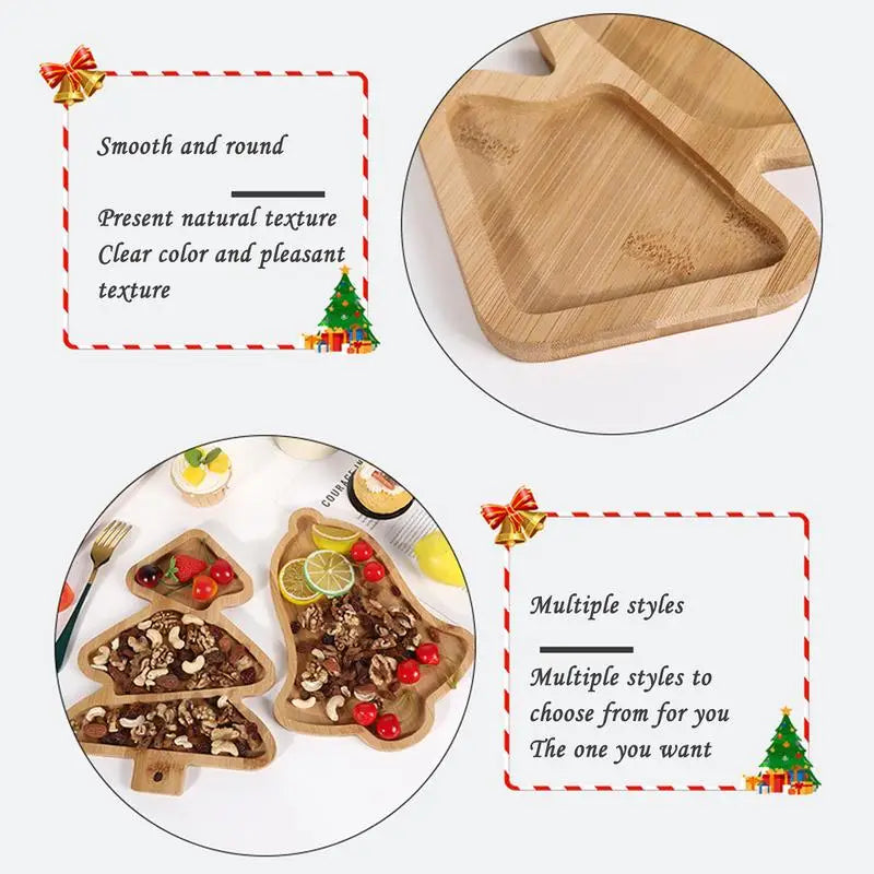 Wooden christmas tableware tray innovative appetizer plates serving platters reuable tree