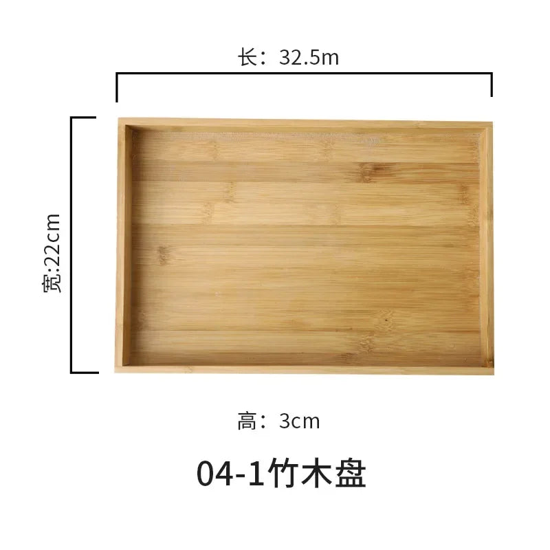 Japanese style bamboo wood tray square wood plate dinner plate bamboo tea restaurant hotel wooden fruit teapot - 04
