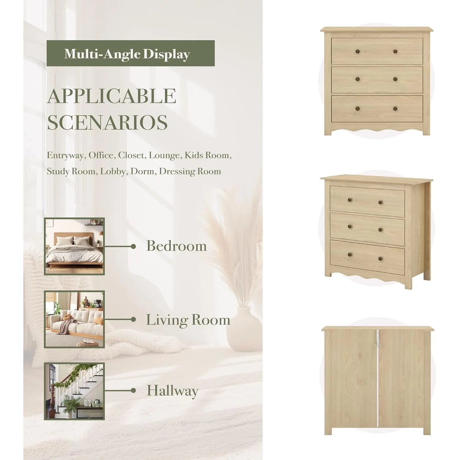 3 drawer dresser for bedroom mid century modern wooden dressers chest of drawers with handles waveform nightstand kids