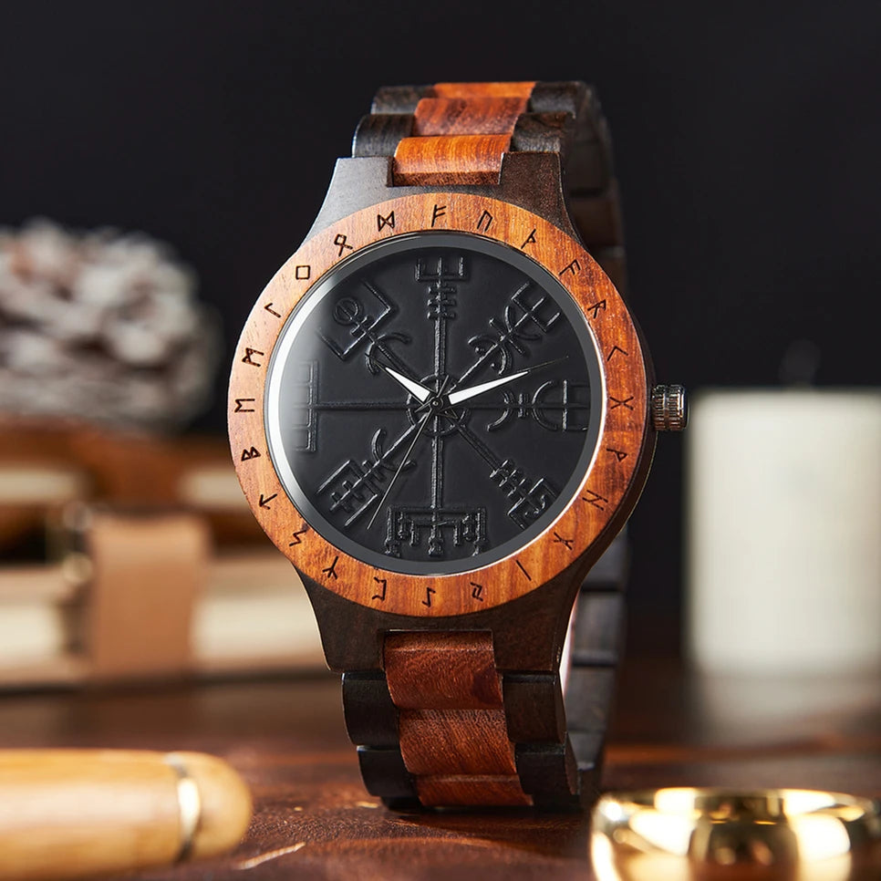 Bobo bird viking men’s watch wooden wristwatch male timepieces customize gift for men with wood box - gt101-1c / china