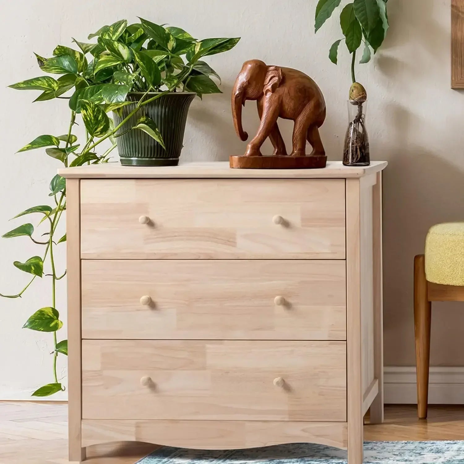 3 drawer dresser with spacious storage natural solid wood farmhouse for bedroom bedroom furniture - united states