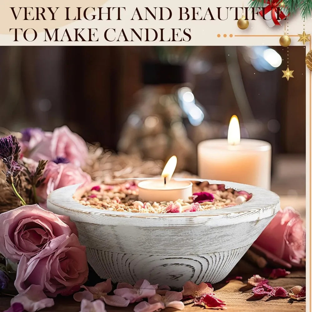 Wooden dough bowls set of 10 for candle making passover vintage round carved wood ideal diy crafts home decoration