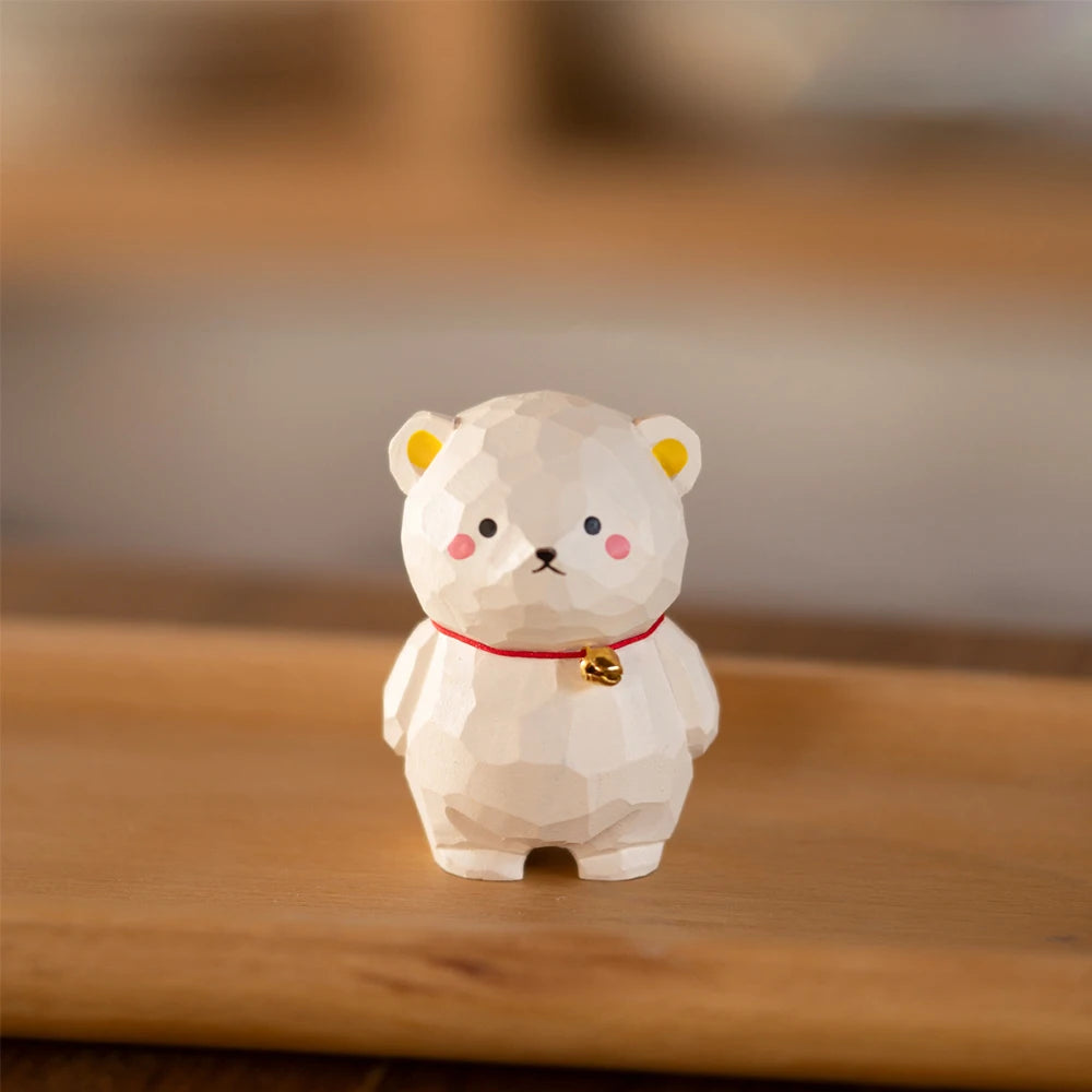 Christmas decorations bear cub handcrafted wood carving home decorations desk accessories room decor handmade ornaments