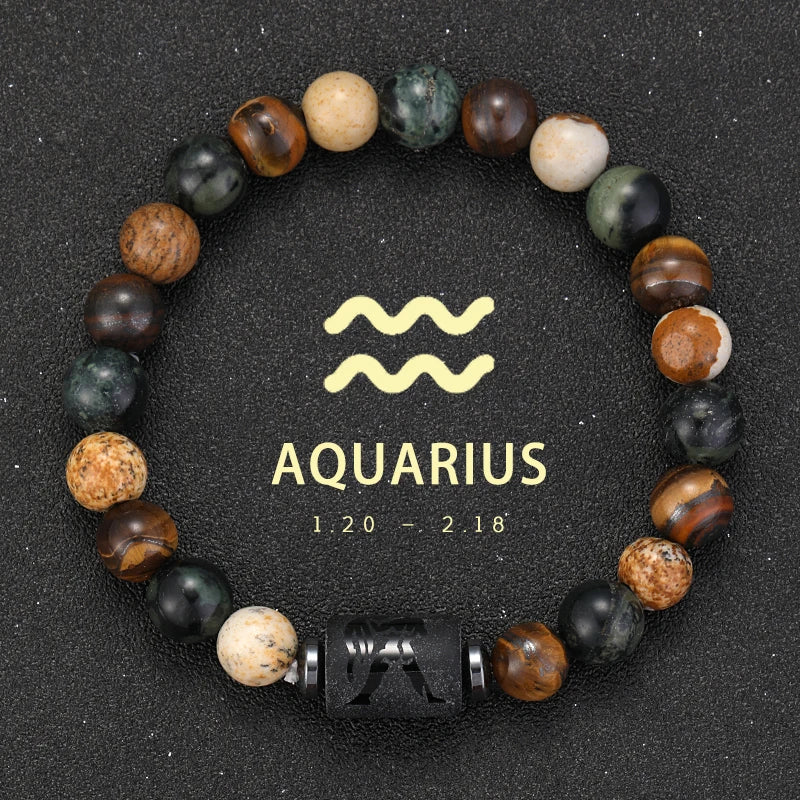 12 zodiac bracelets natural stone cancer virgo leo libra bracelet couples friendship gifts jewelry pulsera hombre