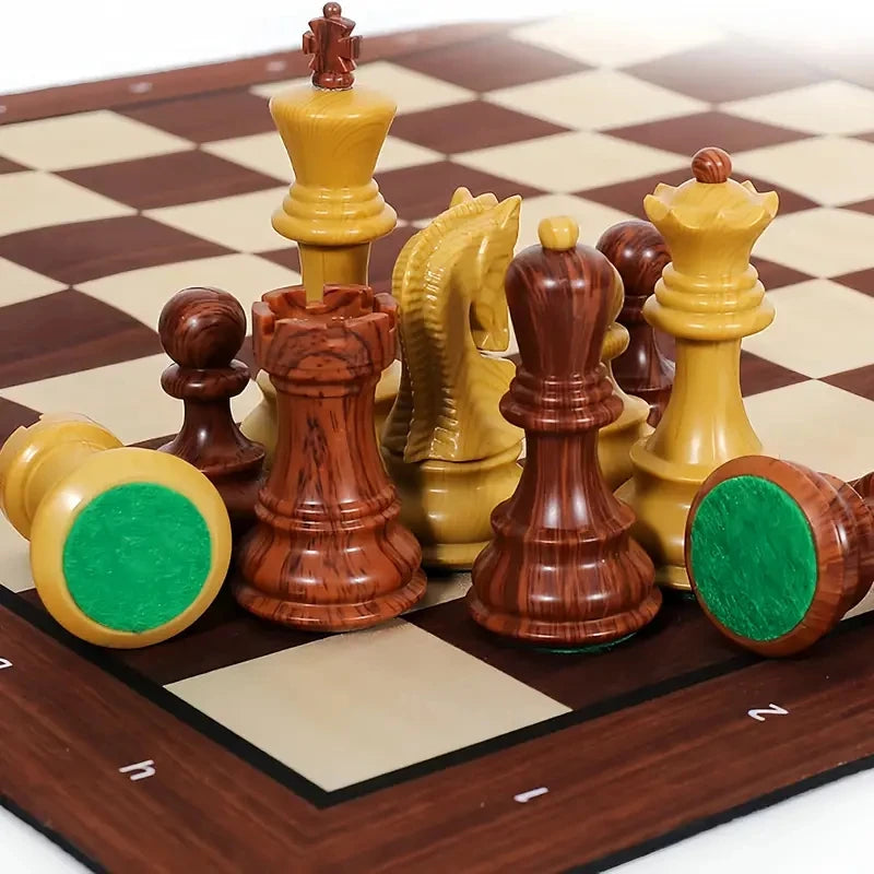Luxurious large-sized chess set 52cm foldable wood-like silicone chessboard king 9.6cm tall weighted pieces - 1 - chess