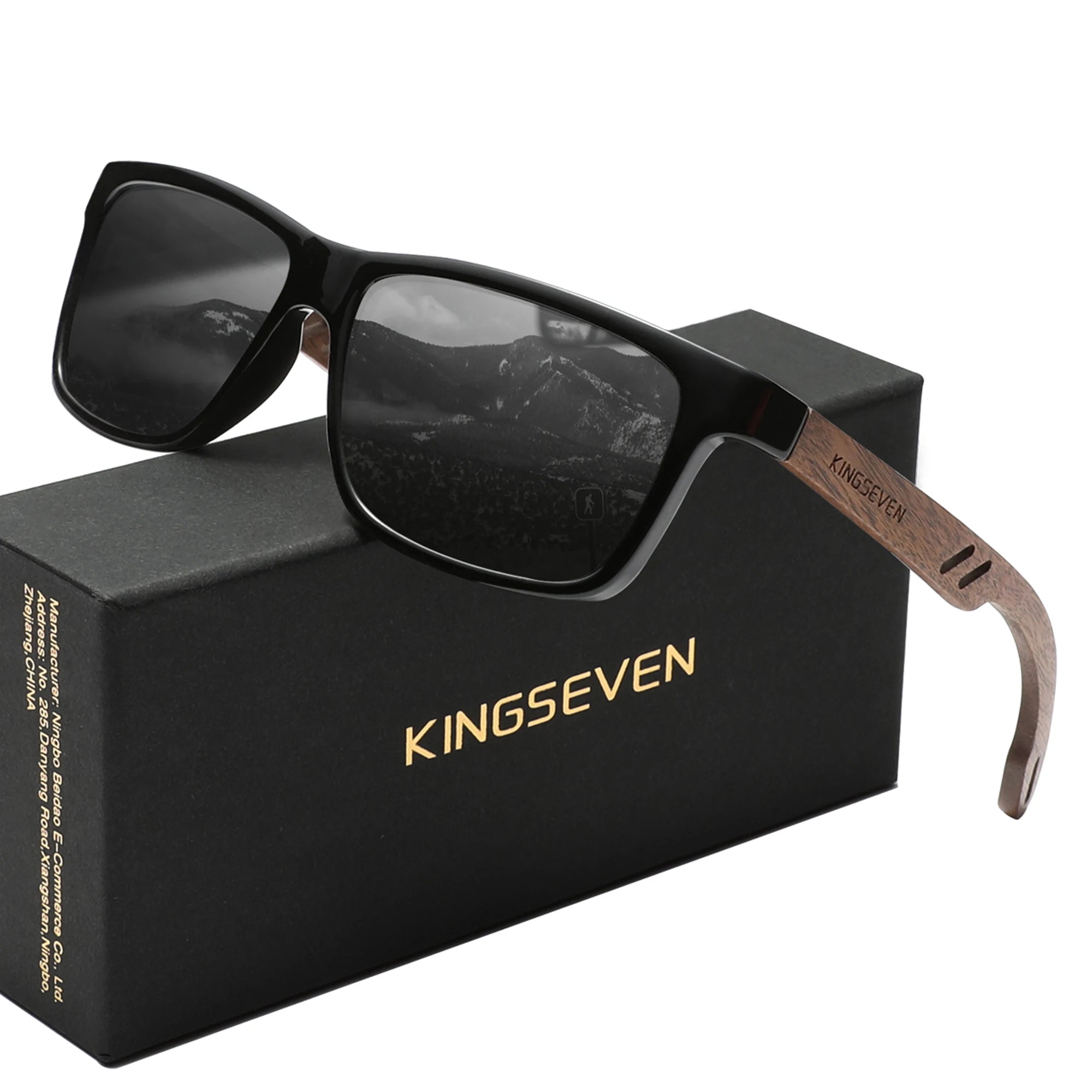 Kingseven sunglasses for men polarized walnut glasses retro man eyeglasses uva&b protection sun shades oculos gafas de