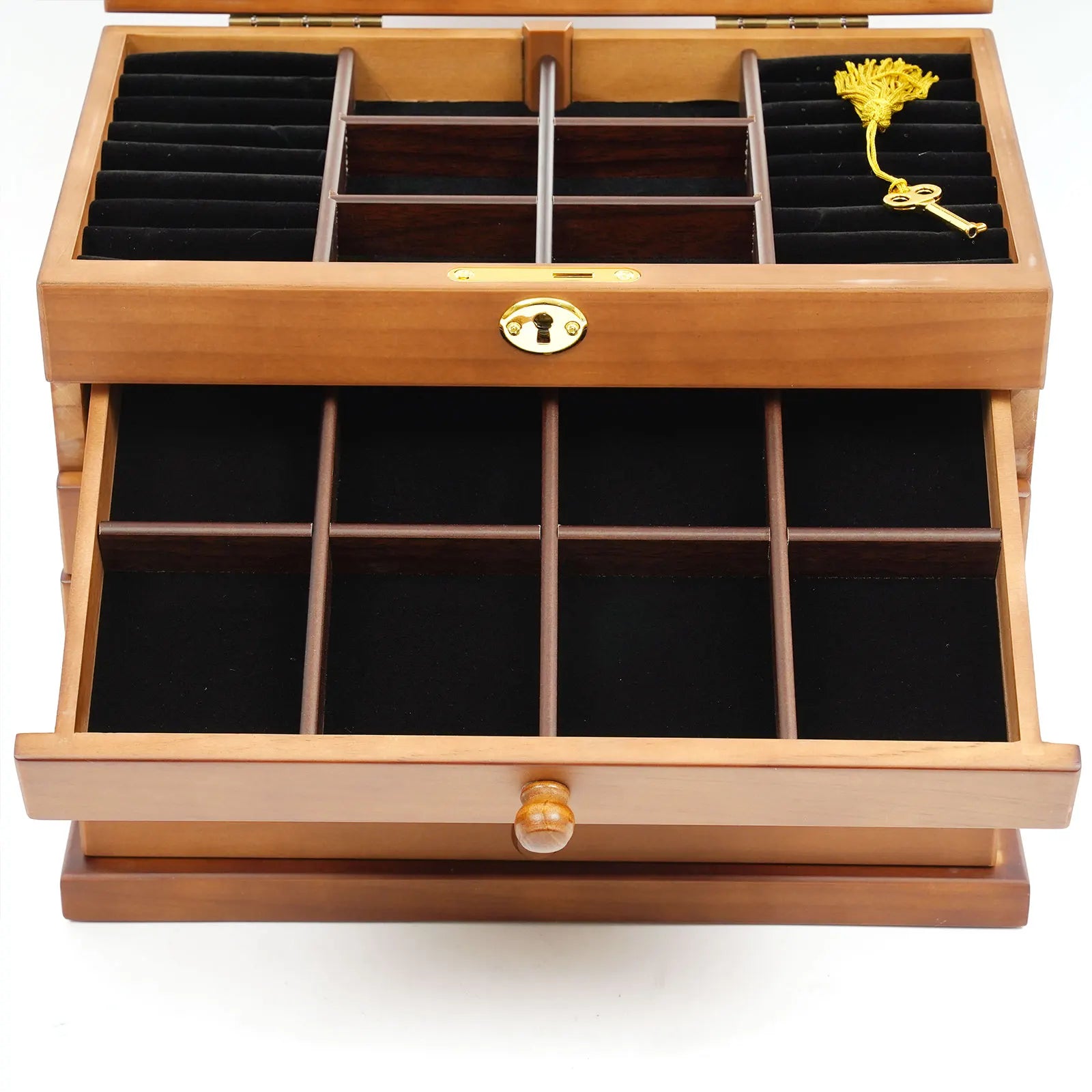 Wooden gift storage box jwelry cabinet jewelry with mirror and lock for jewelries - box