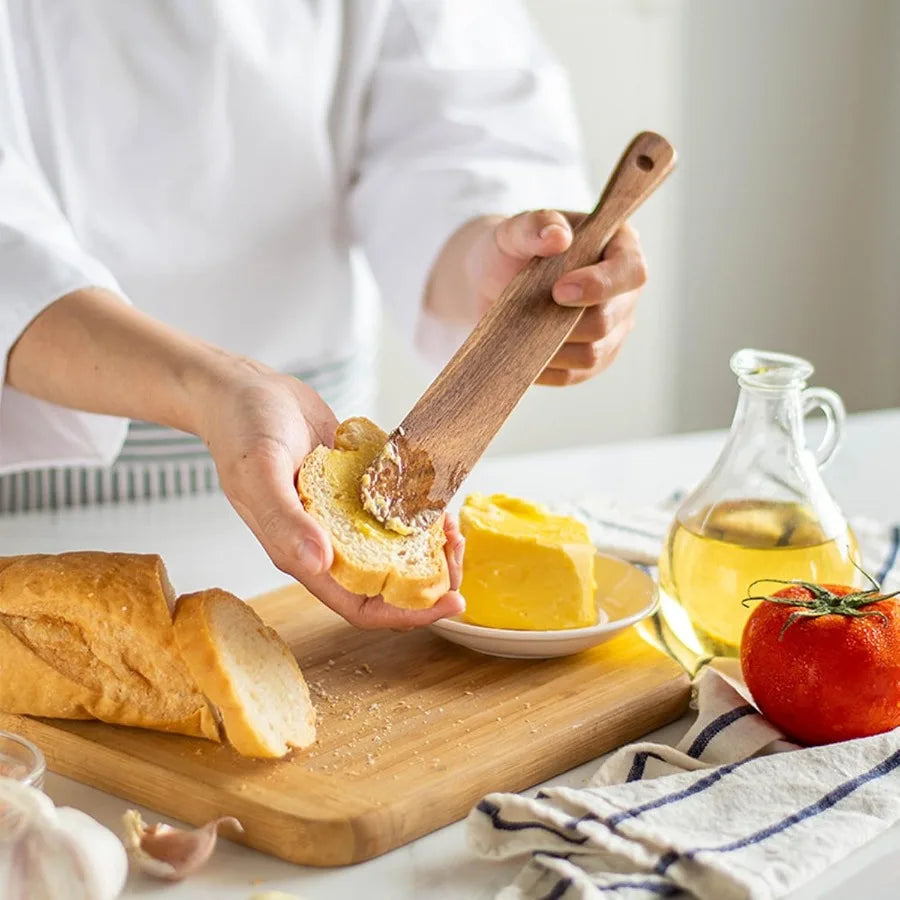Wooden spurtle spatula for sourdough ter dough whisk baking cooking utensil jar scraper to reach bottom of containers