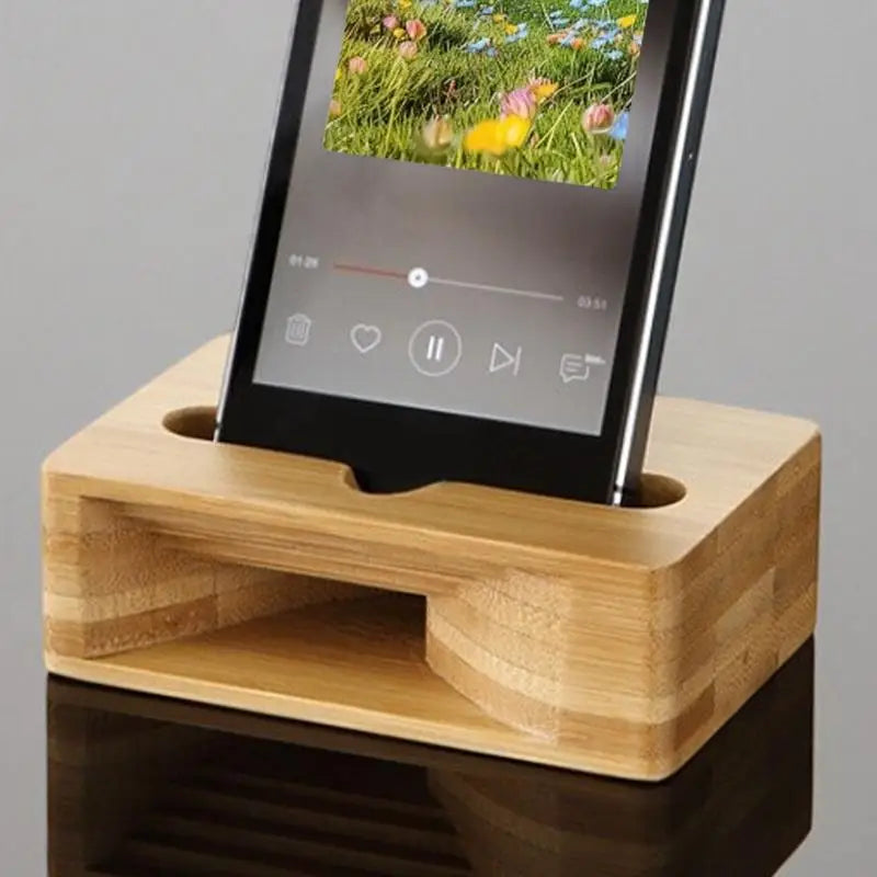 Wood phones mobile phone sound amplifier stand wooden with holder desk support - belgium