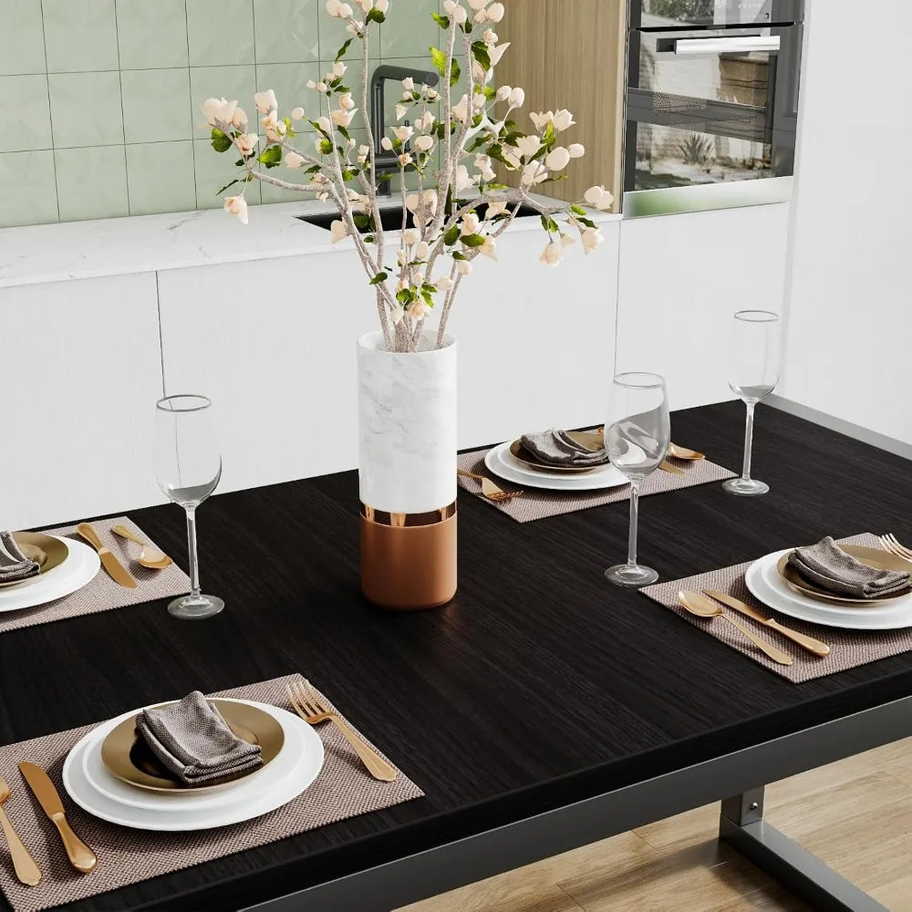 Sha cerlin kitchen dining table set for 4 with benches rustic small space saving dinette heavy duty metal frame