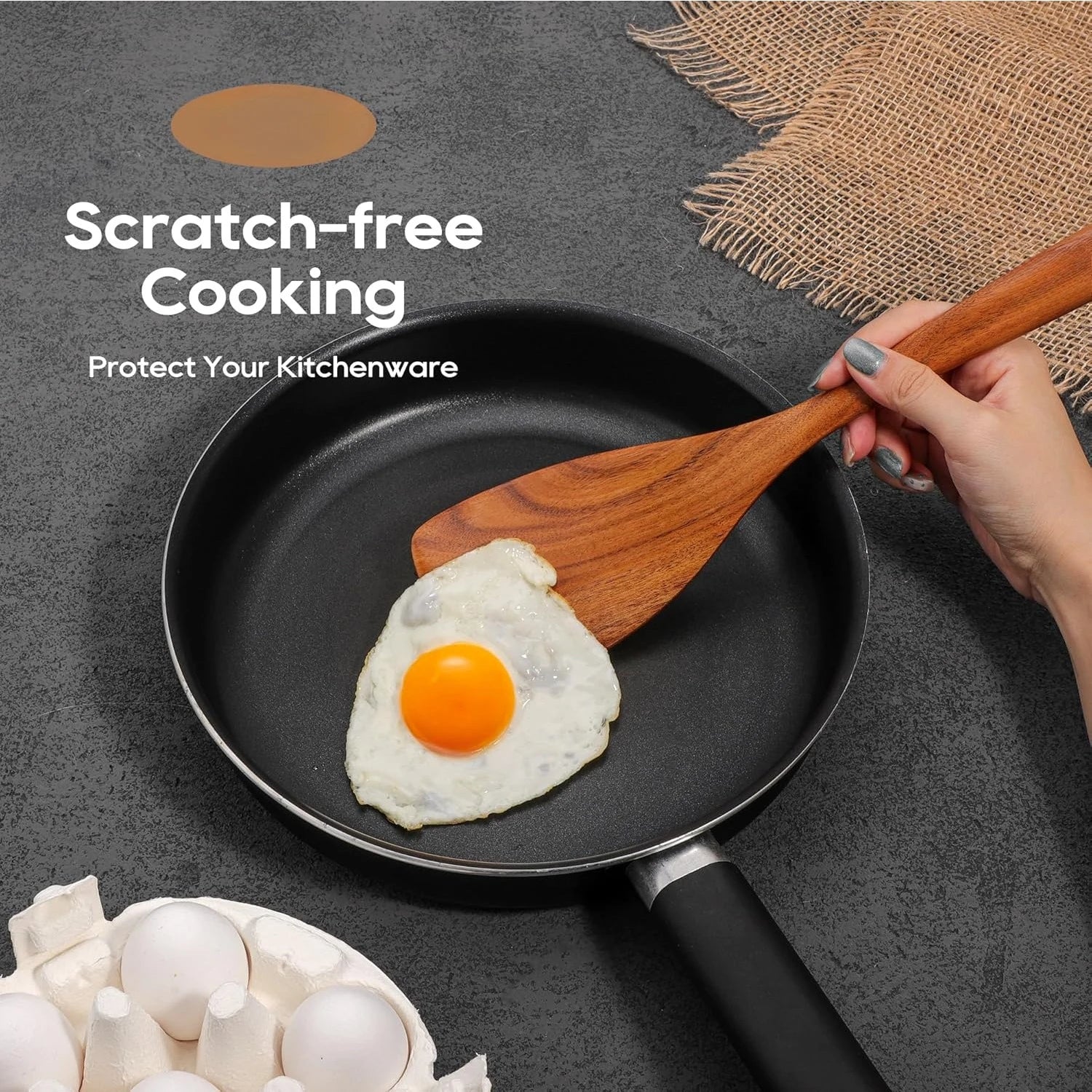 Teak wooden cooking utensils set 10 piece premium kitchen cookware non-scratch spoons for perfect - brown / united