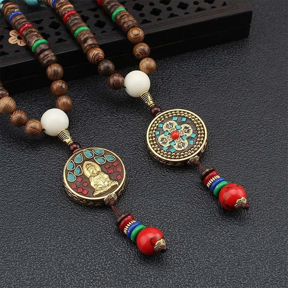 7 styles new handmade nepal buddhist mala bead elephant pendant necklace ethnic wooden long jewelry lucky