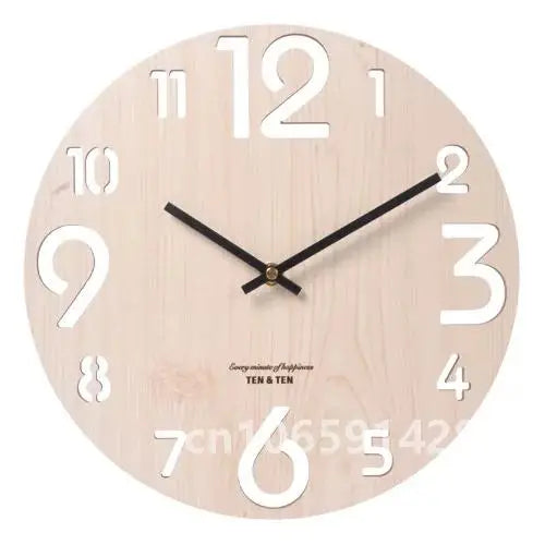Nordic retro wooden wall clock corridor living room decoration solid wood quiet clocks hanging watch cafe store home