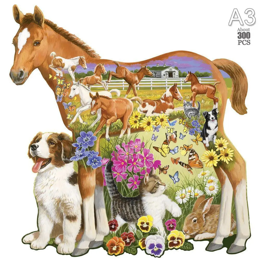 Diy wood jigsaw for kids adult yinyang tree elephant wooden animal puzzle high quality hippopotamus puzzles brain