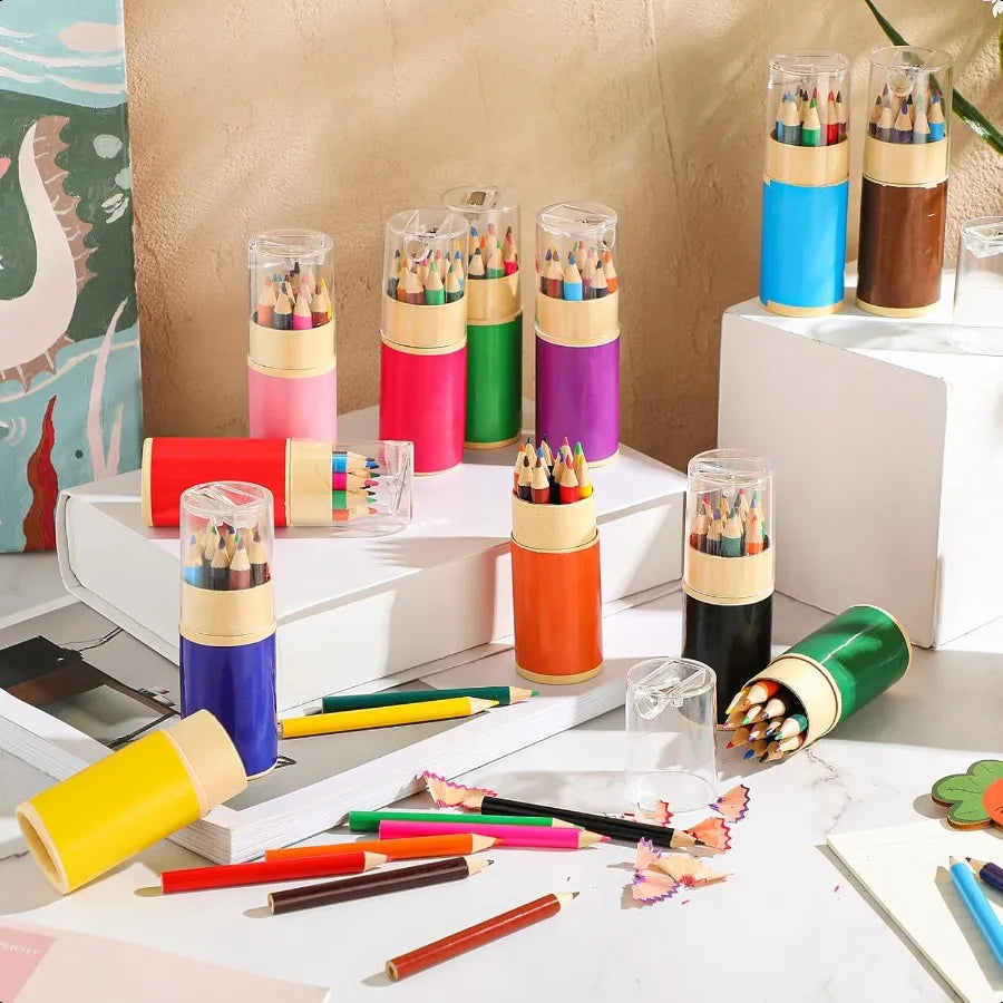 60 sets mini drawing colored pencils bulk with sharpener for 3.5 small 12 colors travel portable pencil set back to sch