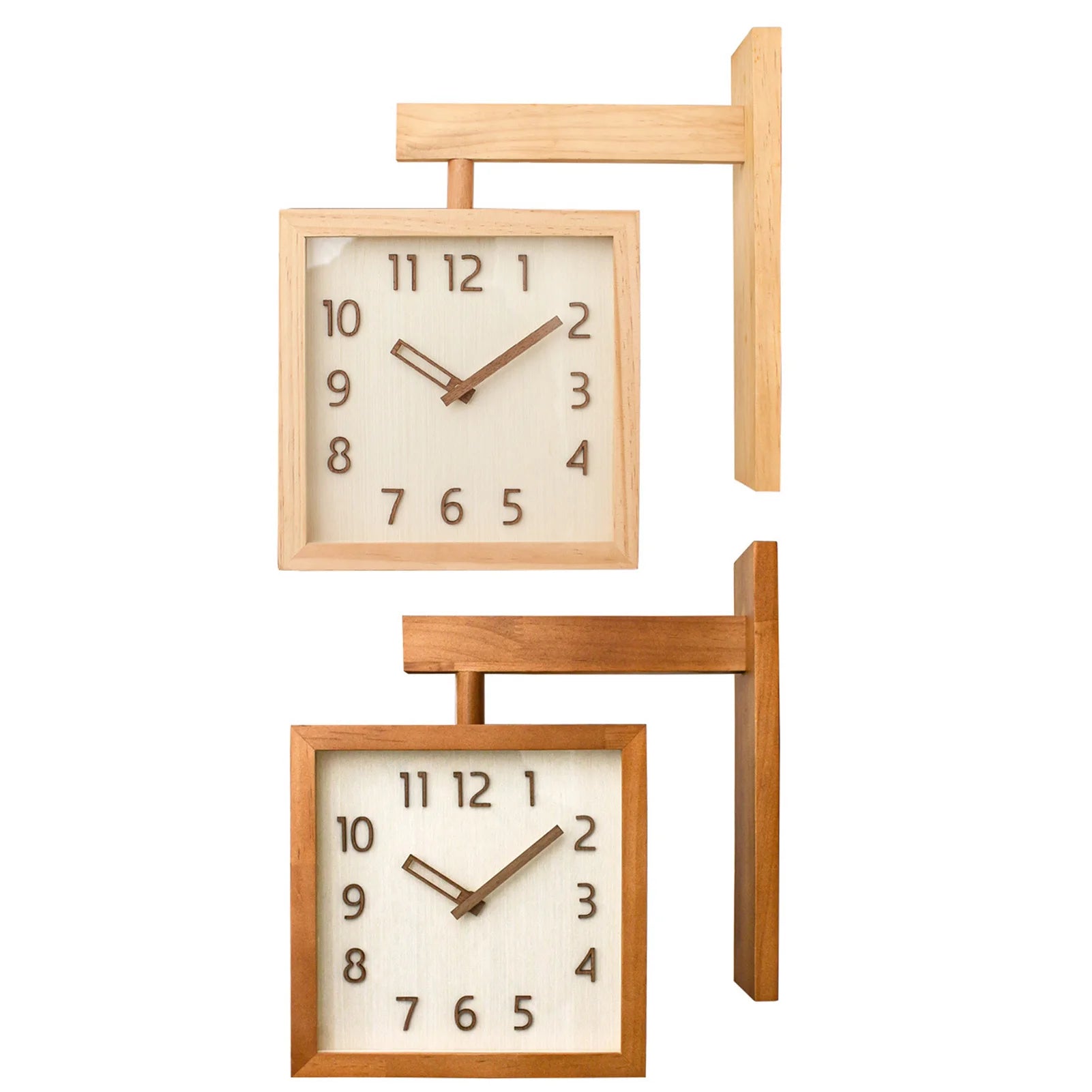 Corner clock double sided decorative silent wooden simple battery powered for home living room - 3115240039211