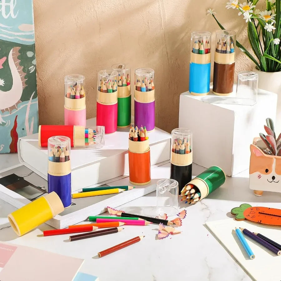 12 sets mini drawing colored pencils bulk with sharpener for 3.5 small colors travel portable pencil set back to sch