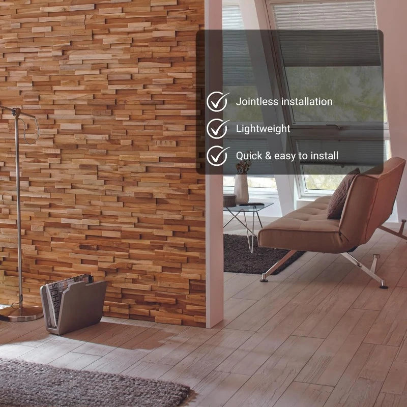 3d wall panels – reclaimed modern asian teak wood home decor wallpaper alternative for living room bedroom & offi