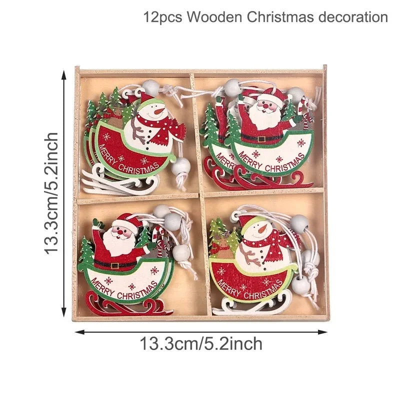 Christmas gnomes wooden pendants merry decorations for home 2025 xmas tree ornaments navidad new year gift - 23
